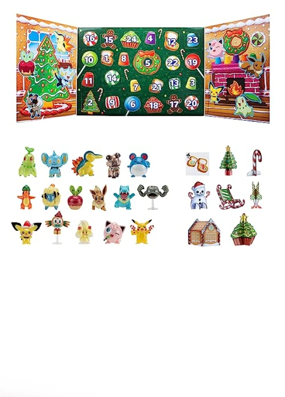 3_Calendario Adviento Bizak Pokémon con 16 figuras y 8 accesorios.