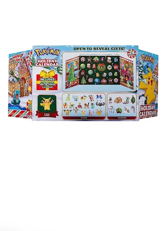 2_Calendario Adviento Bizak Pokémon con 16 figuras y 8 accesorios.