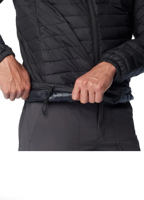 5_Columbia Silver Falls Hooded Jacket, Chaqueta Acolchada Con Capucha para Hombre, Black, Talla L