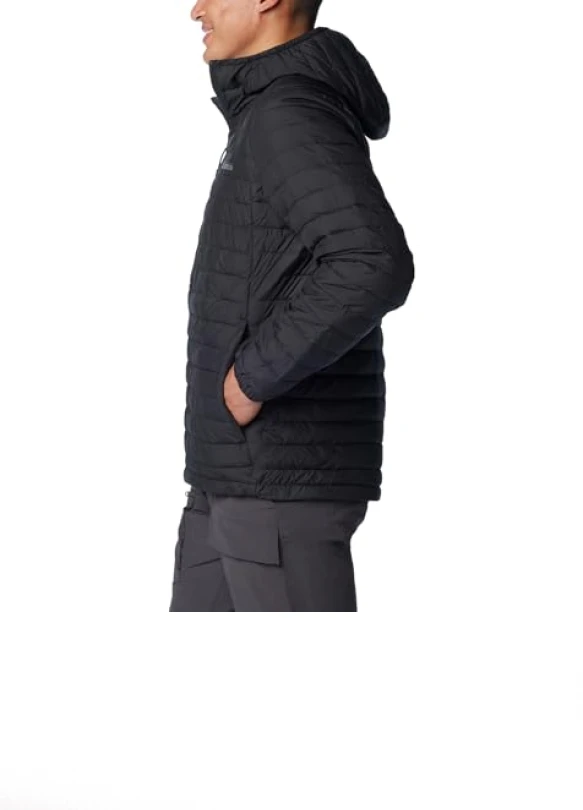 2_Columbia Silver Falls Hooded Jacket, Chaqueta Acolchada Con Capucha para Hombre, Black, Talla L