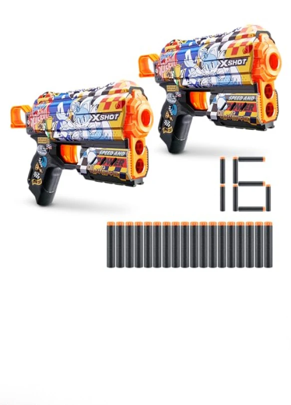 main_image_Pistola XSHOT Skins con dardos de tecnología air pocket y Sonic the Hedgehog.