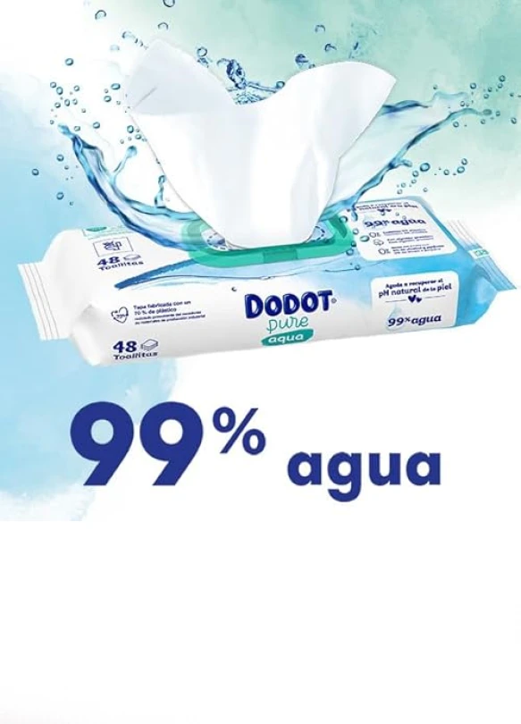 1_Toallitas Dodot Aqua Pure para bebé, 99% agua, restauran pH natural.