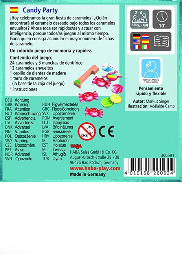 2_Juego de mesa de memoria HABA 306591 - Candy Party Infantil