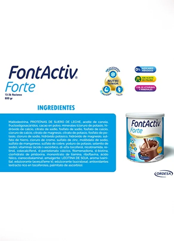 5_Suplemento nutricional FontActiv Forte Chocolate, pack de 3 botes de 800g.