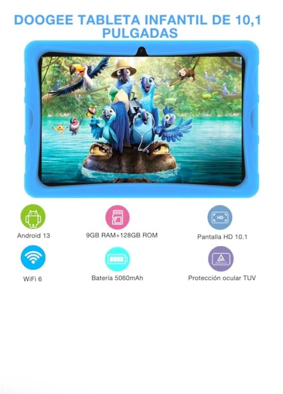 1_Tablet para niños DOOGEE U10, 10.1, Android 14, 9GB+128GB